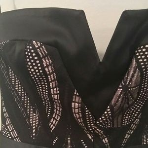 Strapless pink and black aline dress